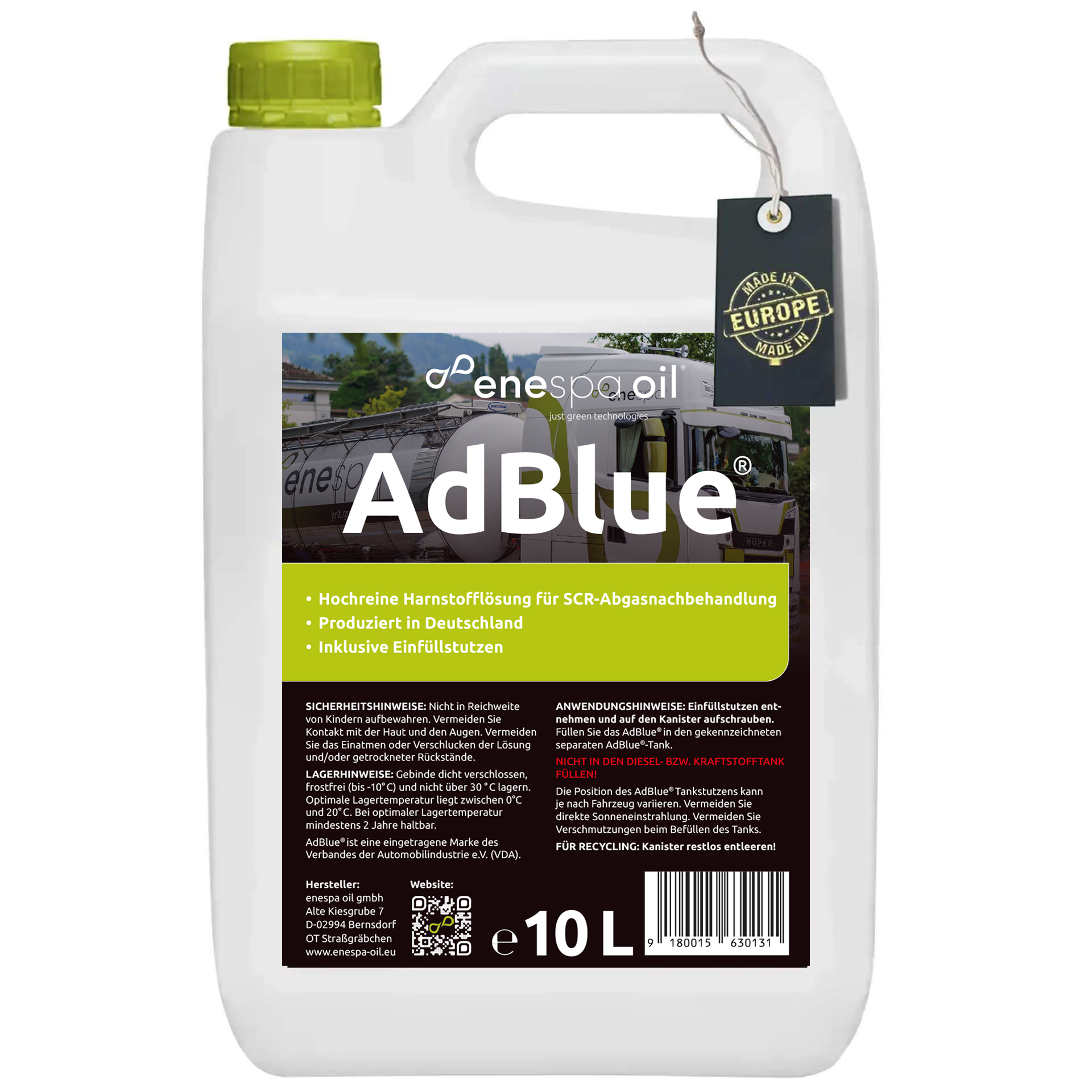 enespa AdBlue® 1x 10 Liter Kanister mit Flex-Ausgießer