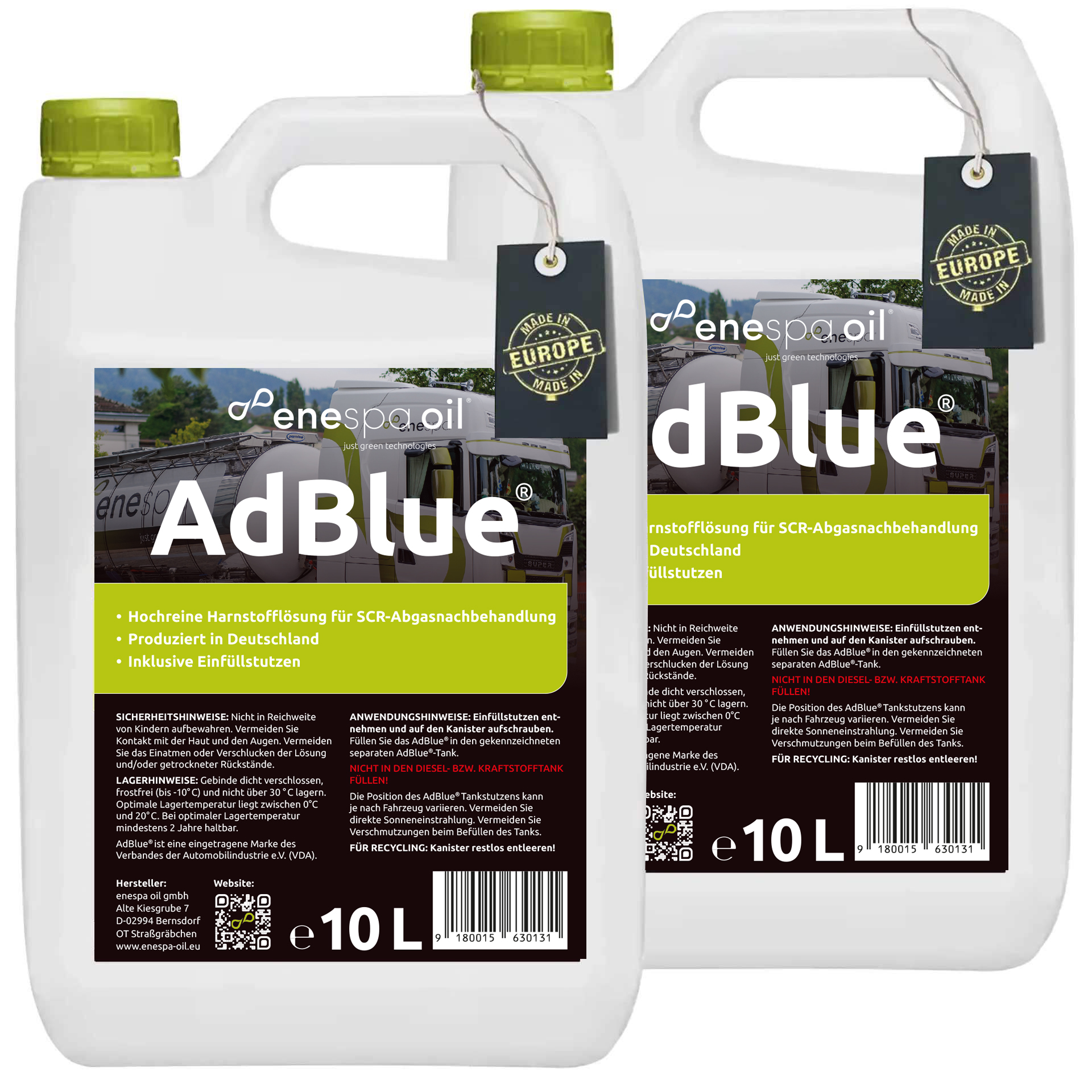 enespa AdBlue® 2x 10 Liter Kanister mit Flex-Ausgießer