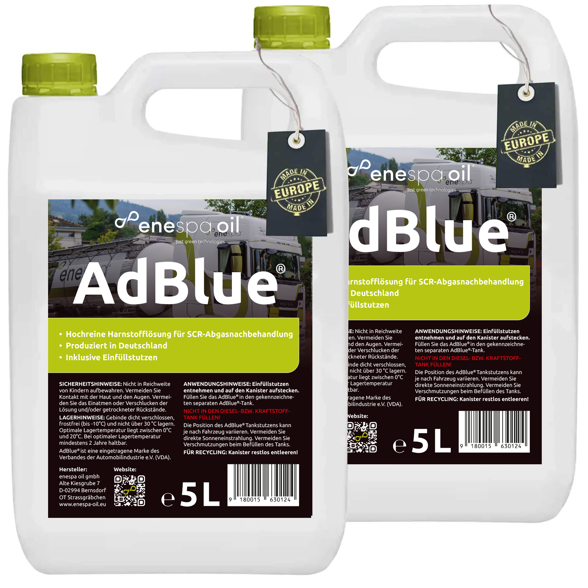 enespa AdBlue® 2x 5 Liter Kanister mit Flex-Ausgießer